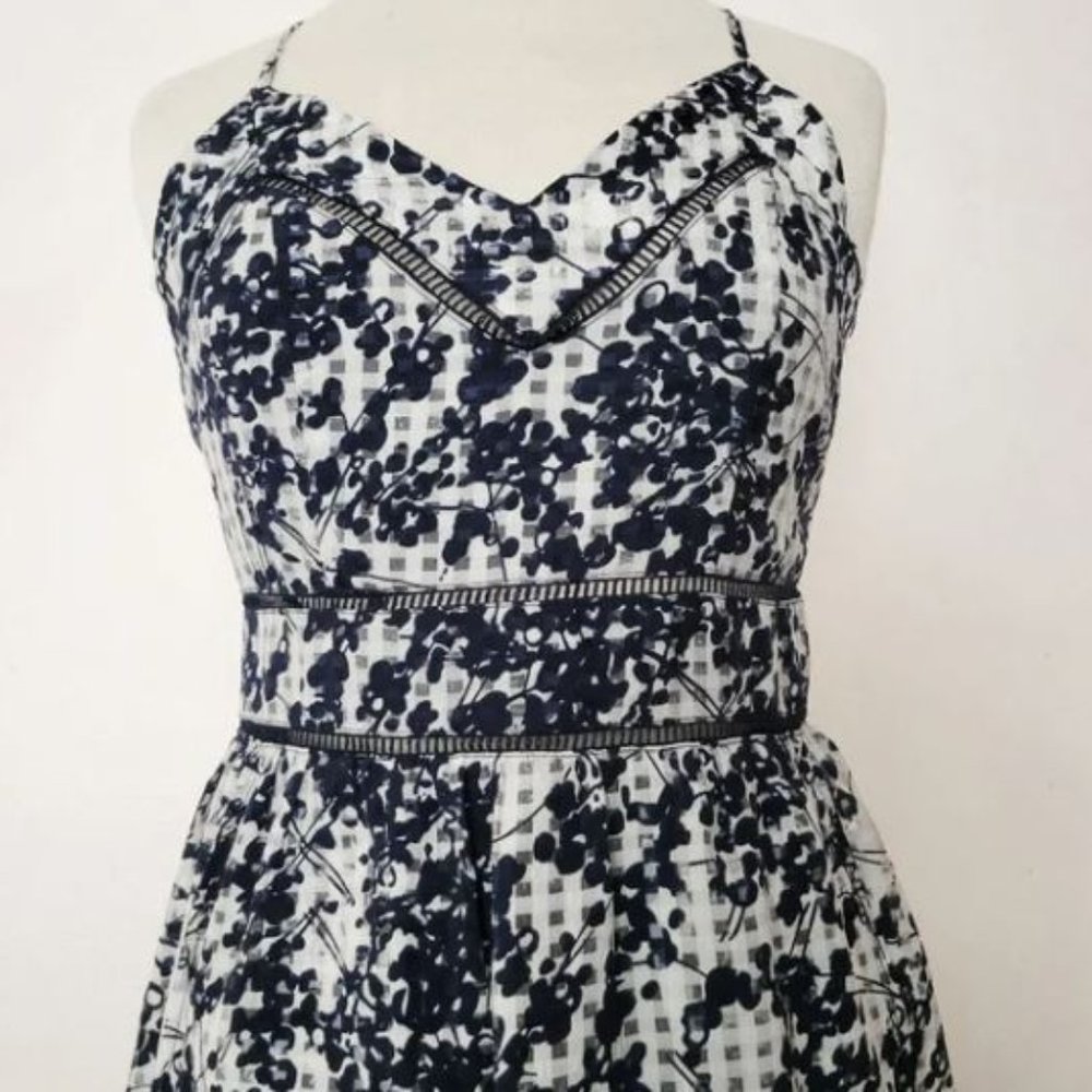 JOA Blue Gingham Printed Midi Dress NWOT